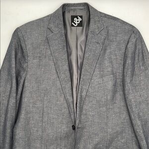 Grey Blue Linen 2-Button Blazer, 42 Long